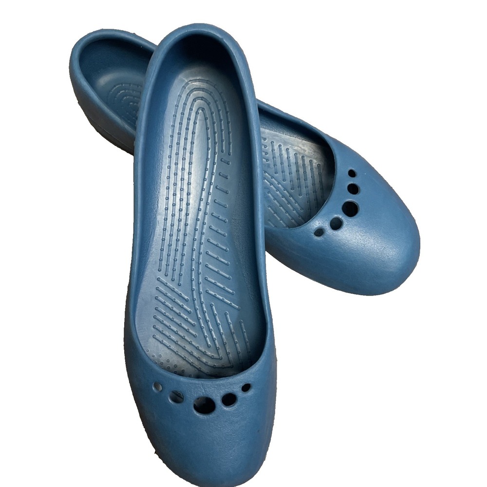 CROCS Prima Ballerina Flats Shoes Teal Blue Ballet Water Comfort Womens 9